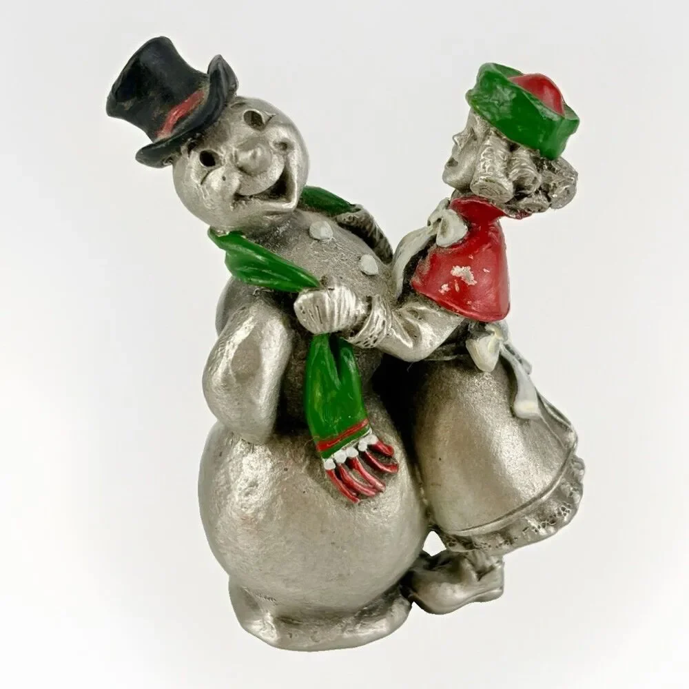 Hudson LaRocca Pewter Villagers Figurine 4296 Catherine And Snowman 1988